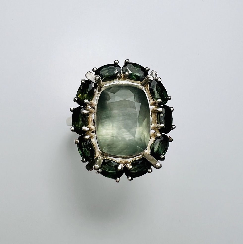 縮圖：4.8cts Natural Fluorapatite, Green- blue 925 Silver ring 925 Silver / Gold ring