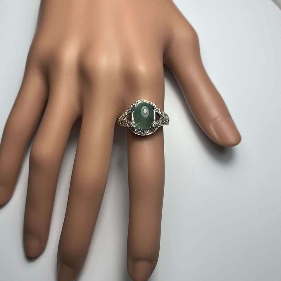 縮圖：2.45ct Natural Green Jade 925 Silver / Gold/ Platinum ring