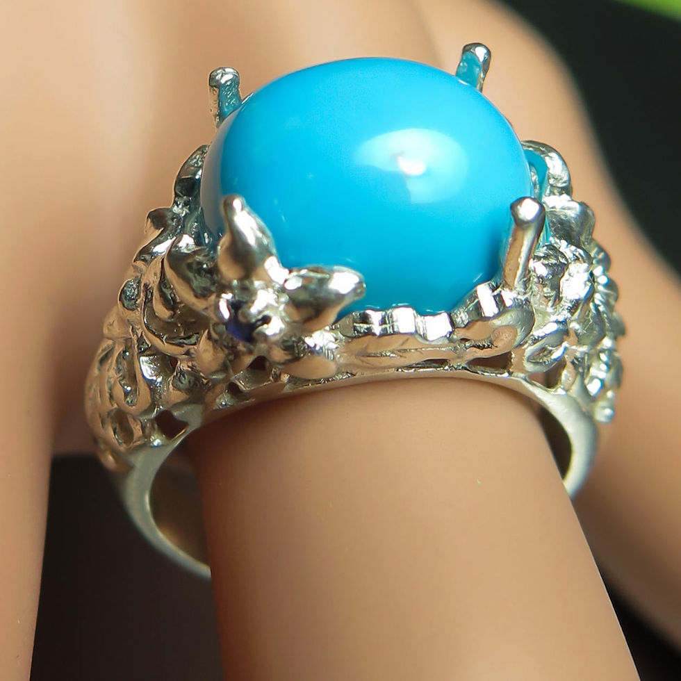 Miniatura: 6.8cts Natural Turquoise sleeping beauty 925 Silver/ Gold/ Platinum ring