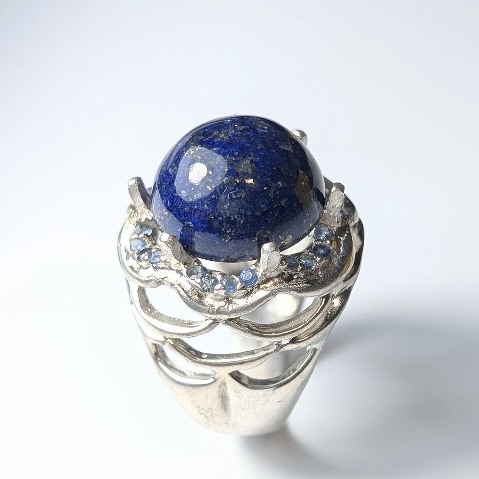 縮圖：Certified 5ct Natural Lapis Lazuli 925 Silver/ Gold/ Platinum ring