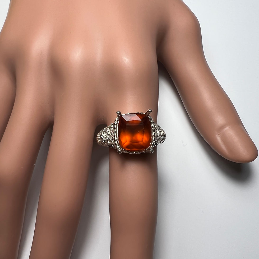 Miniatura: 5.25ct Natural Cinnamon Orange Hessonite Garnet 925 Silver / Gold ring