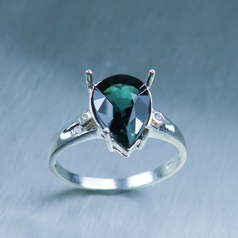 サムネイル： 2.2ct Natural Green Blue tourmaline & Diamonds 925 Silver / Gold/ Platinum ring