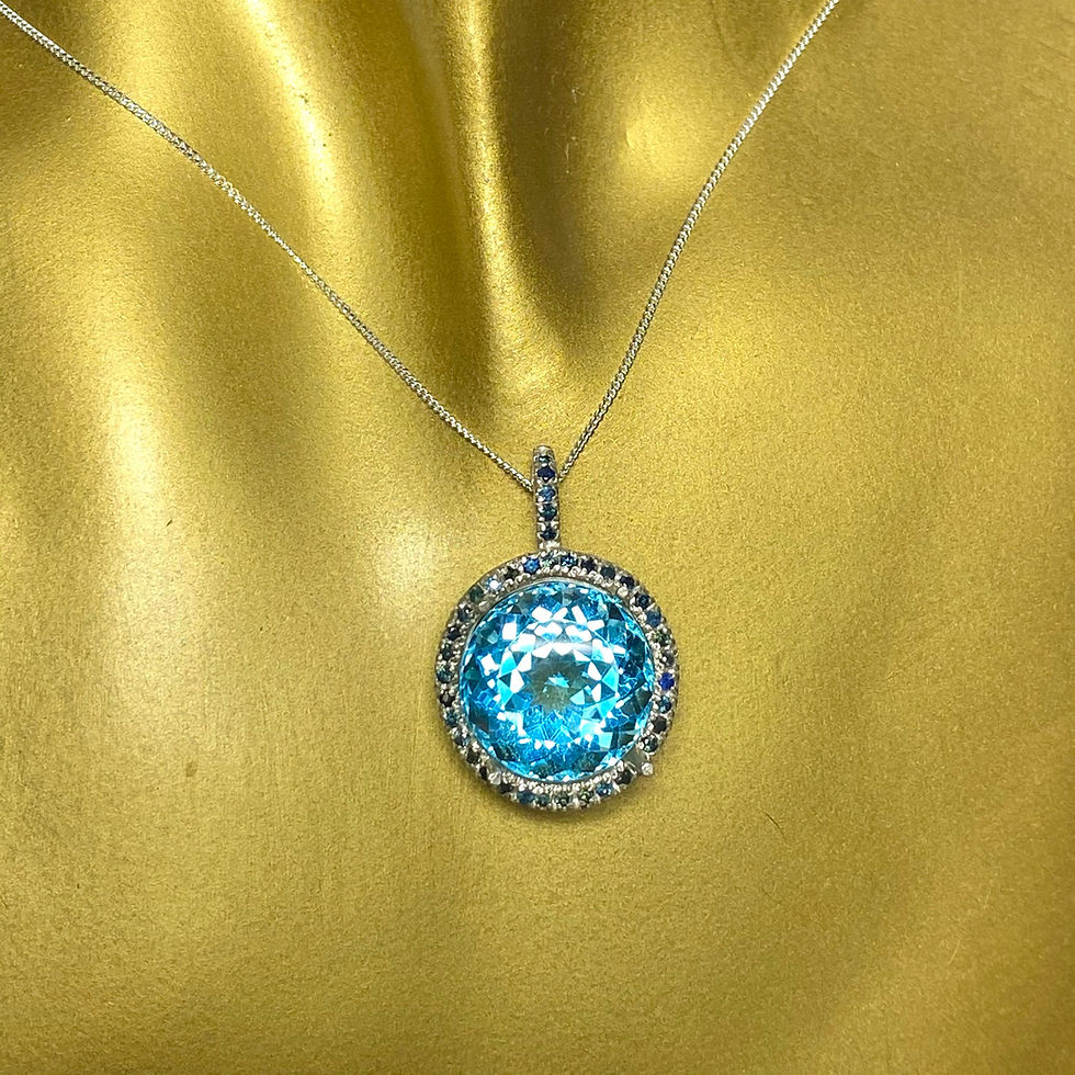 Miniatura: 14.7ct Natural Swiss Blue Topaz Silver / Gold / Platinum pendant