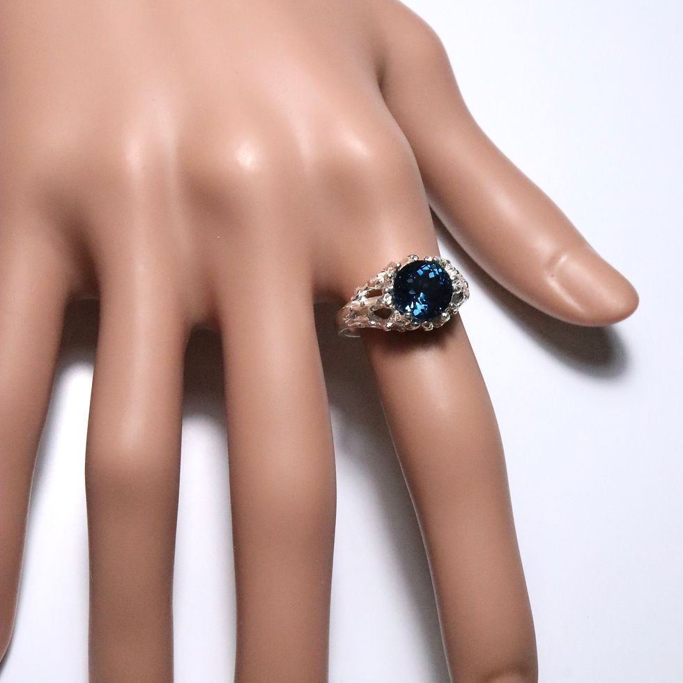 Miniatura: 3.10cts Natural London blue Topaz 925 Silver / Gold/ Platinum ring