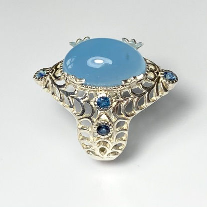 サムネイル： 11.4cts Natural blue Aquamarine 925 Silver / Gold/ Platinum ring