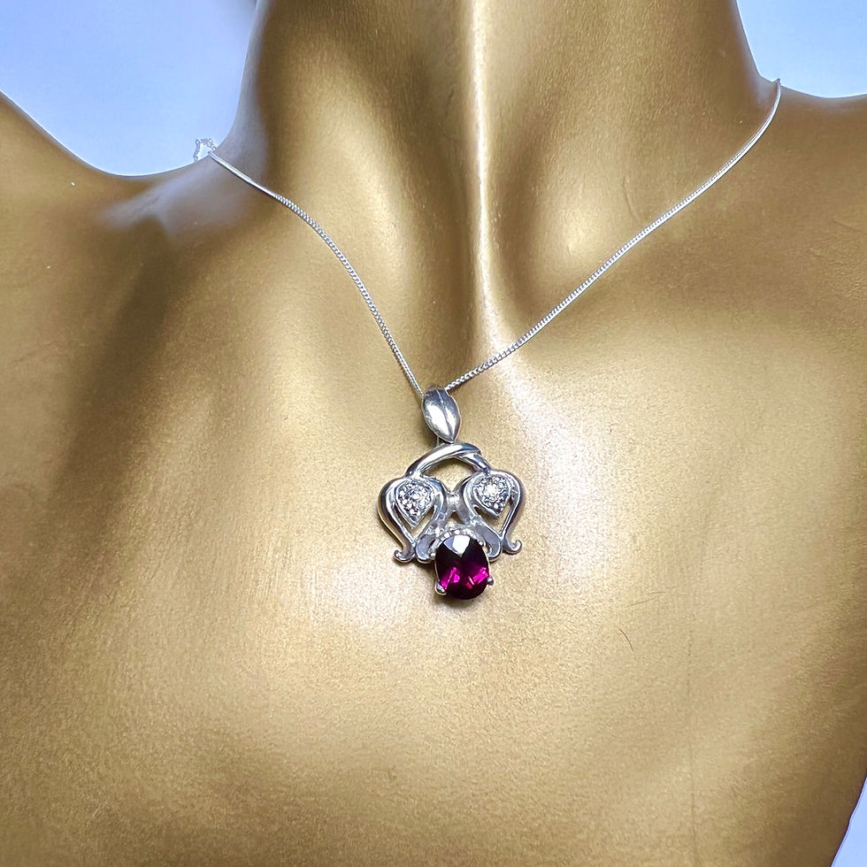 Thumbnail: Certified Natural raspberry red Rhodolite Garnet 925 silver 9ct 14k 18k 585 375 750 yellow white rose gold Platinum pendant