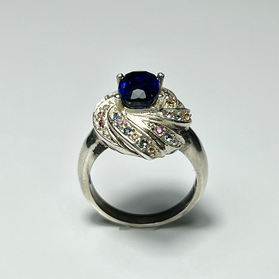 Miniature : 1.8ct Natural Kyanite Royal blue 925 Silver / Gold/ Platinum ring