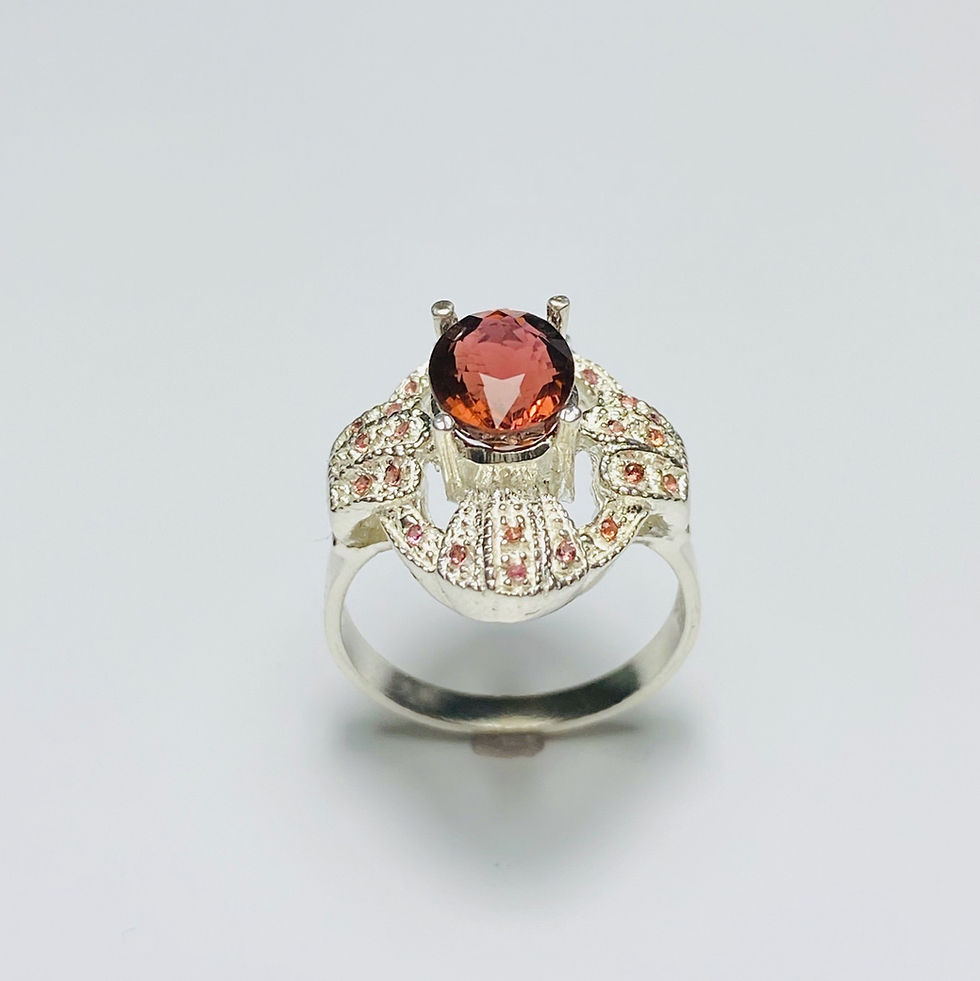 Thumbnail: 2.45cts Natural Red orange Tourmaline 925 Silver / Gold/ Platinum ring