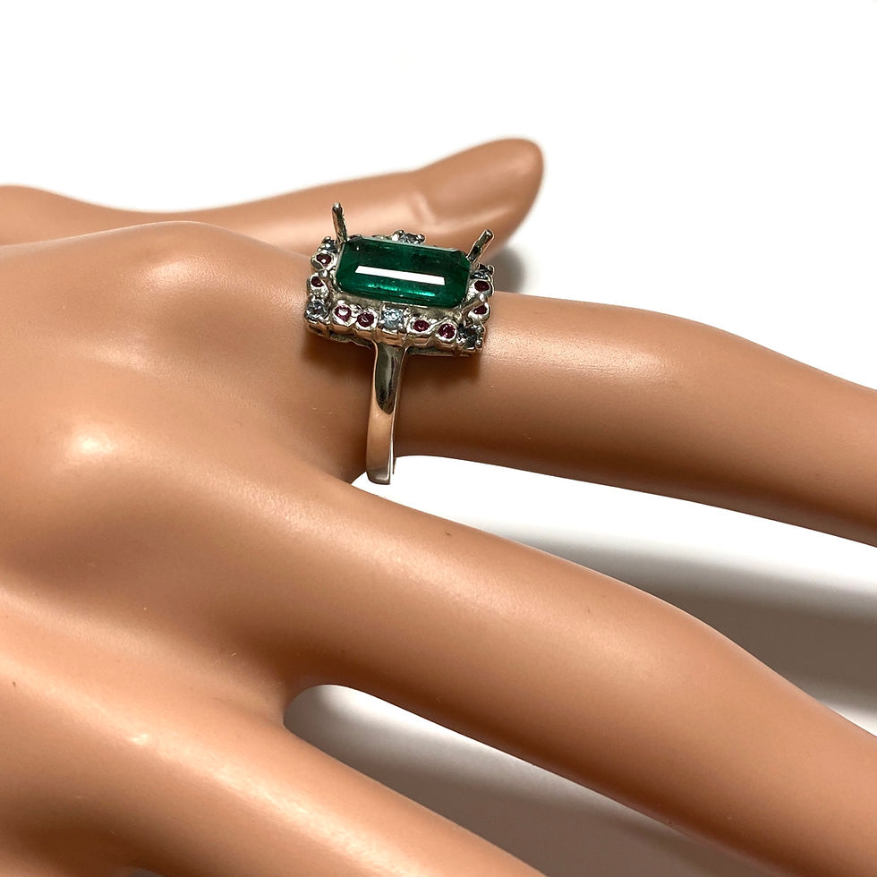 Miniatura: 1.6cts Natural Colombian Emerald 925 Silver / Gold/ Platinum ring