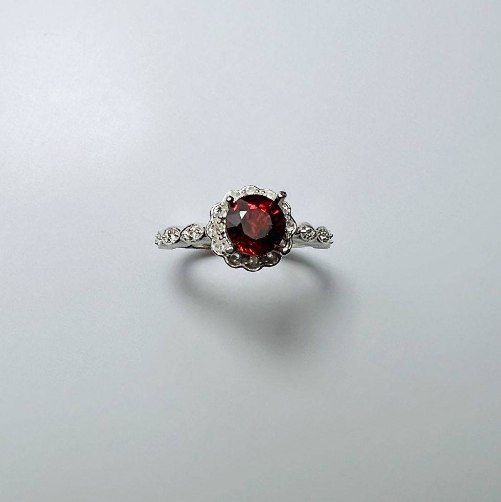 Миниатюра: 1.65ct Natural Garnet Spessartine Dark Red 925 Silver / Gold/ Platinum ring