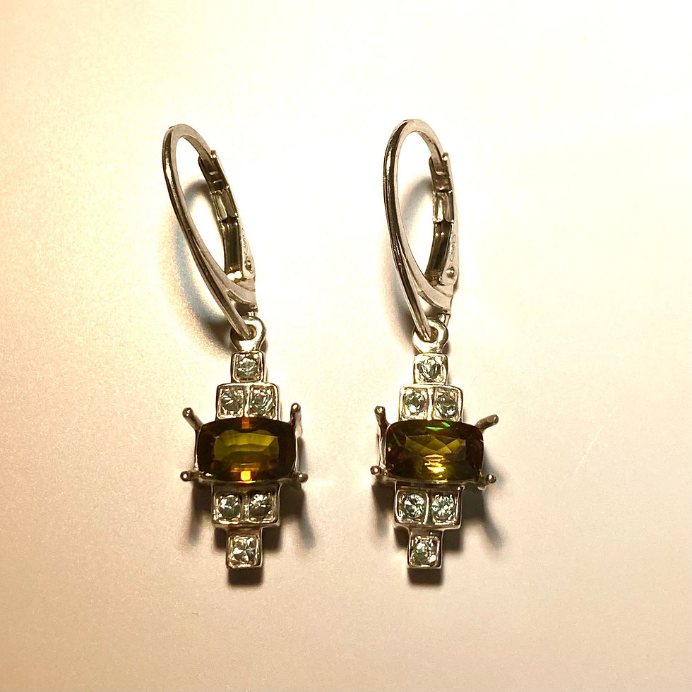 Thumbnail: Natural Titanite Sphene Silver /Gold / Platinum dangling earrings drop