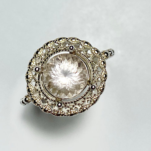 2.1cts Natural light pink morganite Silver/ Gold /Platinum ring