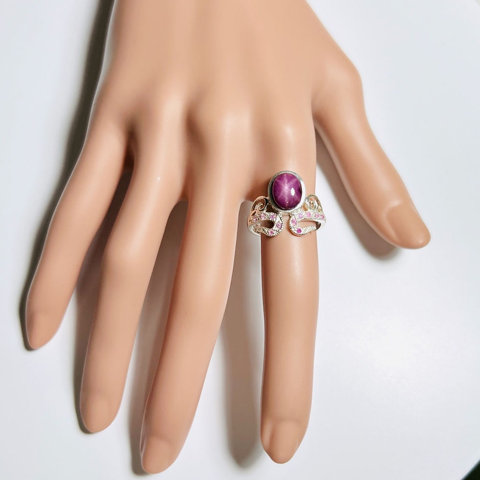 縮圖：Certified 4.1cts Natural Star Red Ruby Silver, Gold, Platinum ring