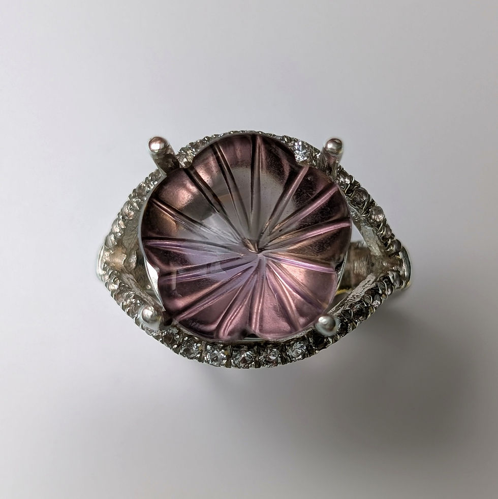 Miniature : 7.25cts Natural Bi-colour Amethyst Ametrine 925 Silver / Gold ring