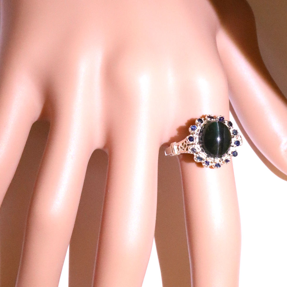 Miniature : 4.65ct Natural Cats eye Apatite 925 Silver / Gold/ Platinum ring