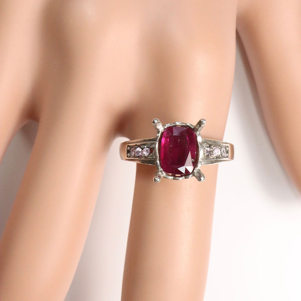 サムネイル： 1.2ct Natural Rubelite Rubellite Tourmaline 925 Silver / Gold ring