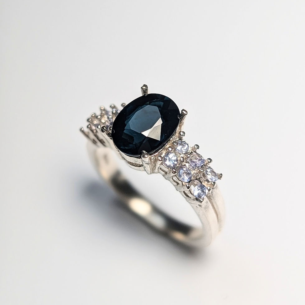 Miniatura: Certified 1.68ct Natural Indicolite tourmaline 925 Silver / Gold ring
