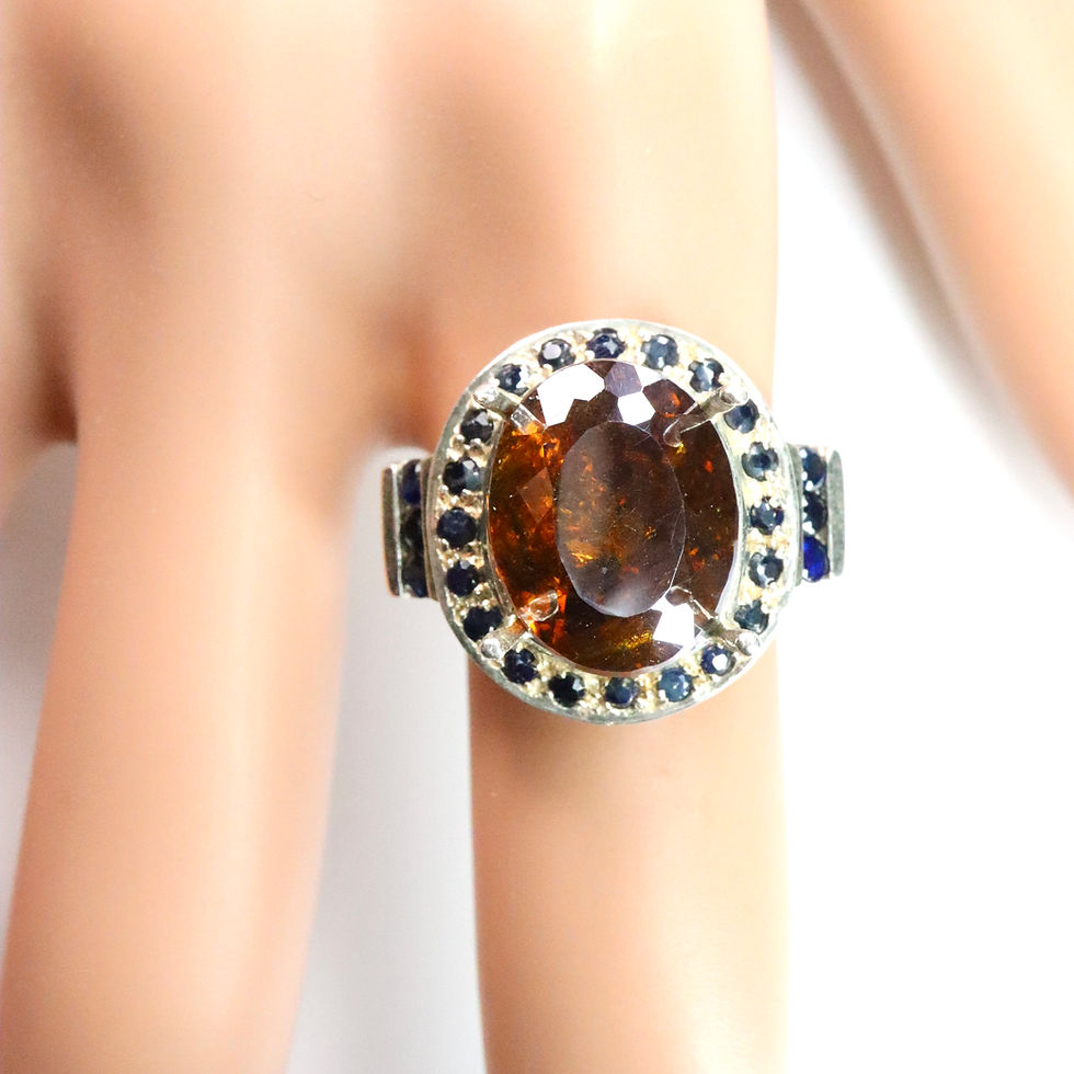 縮圖：9.6ct Natural Burnt Orange Sphalerite 925 Silver / Gold/ Platinum ring