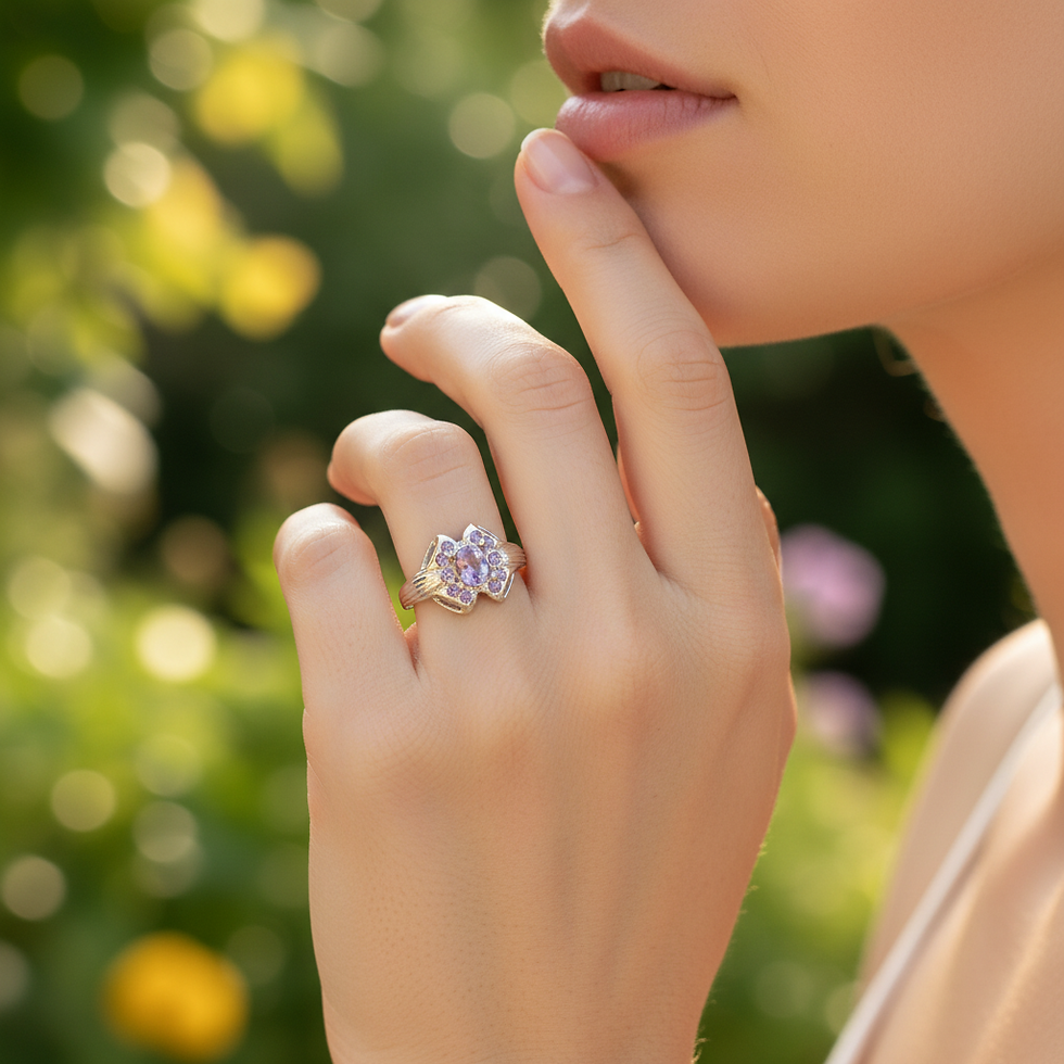 Thumbnail: 0.35ct Rare Natural Purple Scapolite ring 925 Silver/ Gold/ Platinum