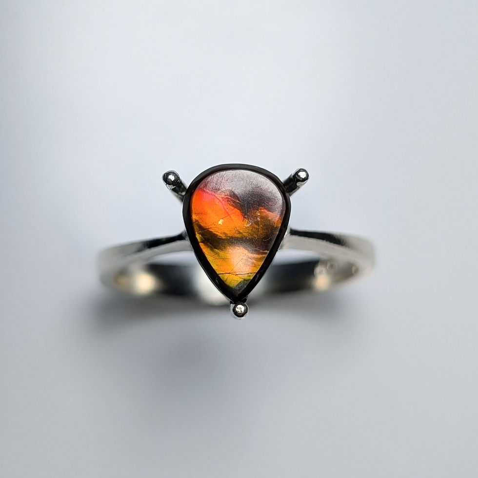 縮圖：1.5ct Natural Canadian Ammolite 925 Silver / Gold/ Platinum ring