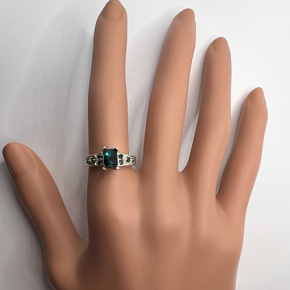 Миниатюра: 1.1ct Natural Indicolite tourmaline 925 Silver / Gold/ east west ring