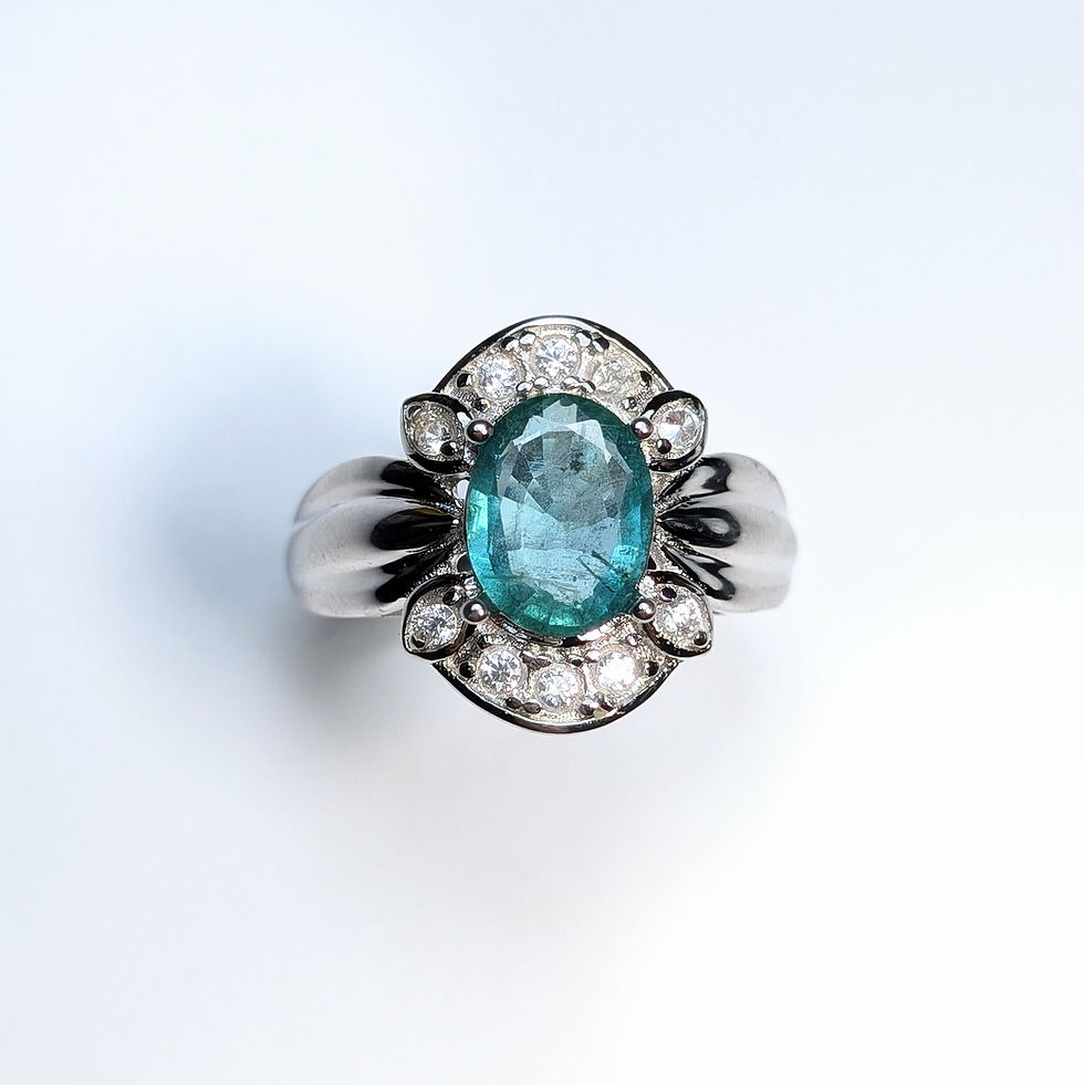 サムネイル： 1.33ct Natural Colombian Emerald 925 Silver / Gold/ Platinum ring