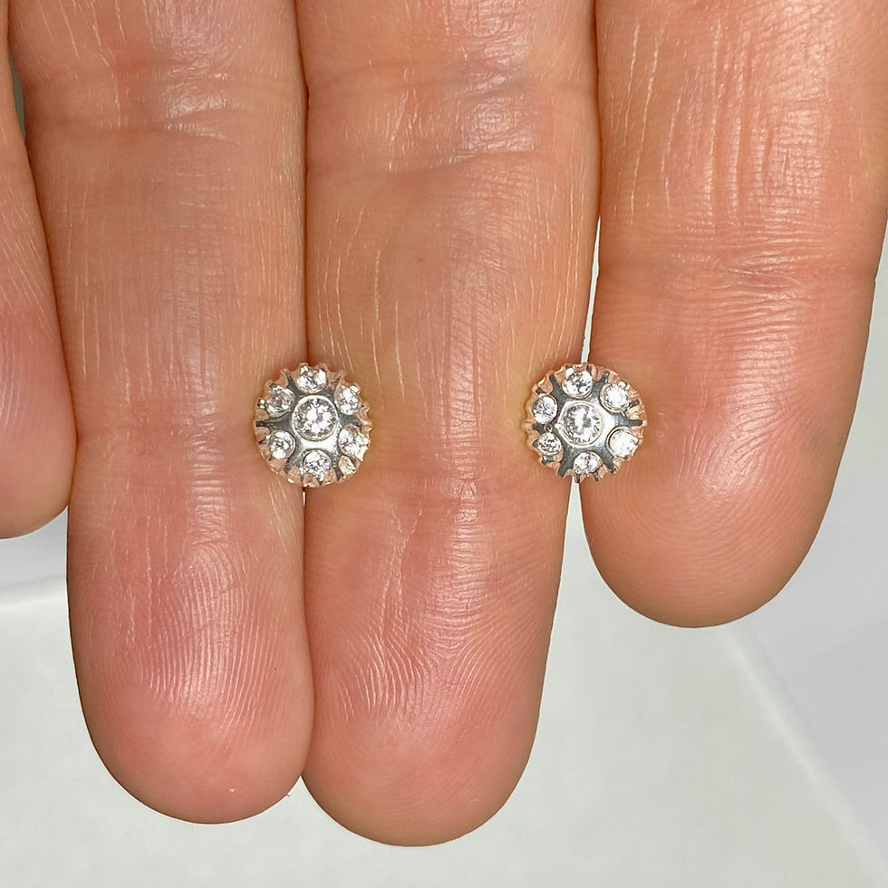 Miniatura: Natural white Diamond Silver/ Gold/Platinum stud earrings