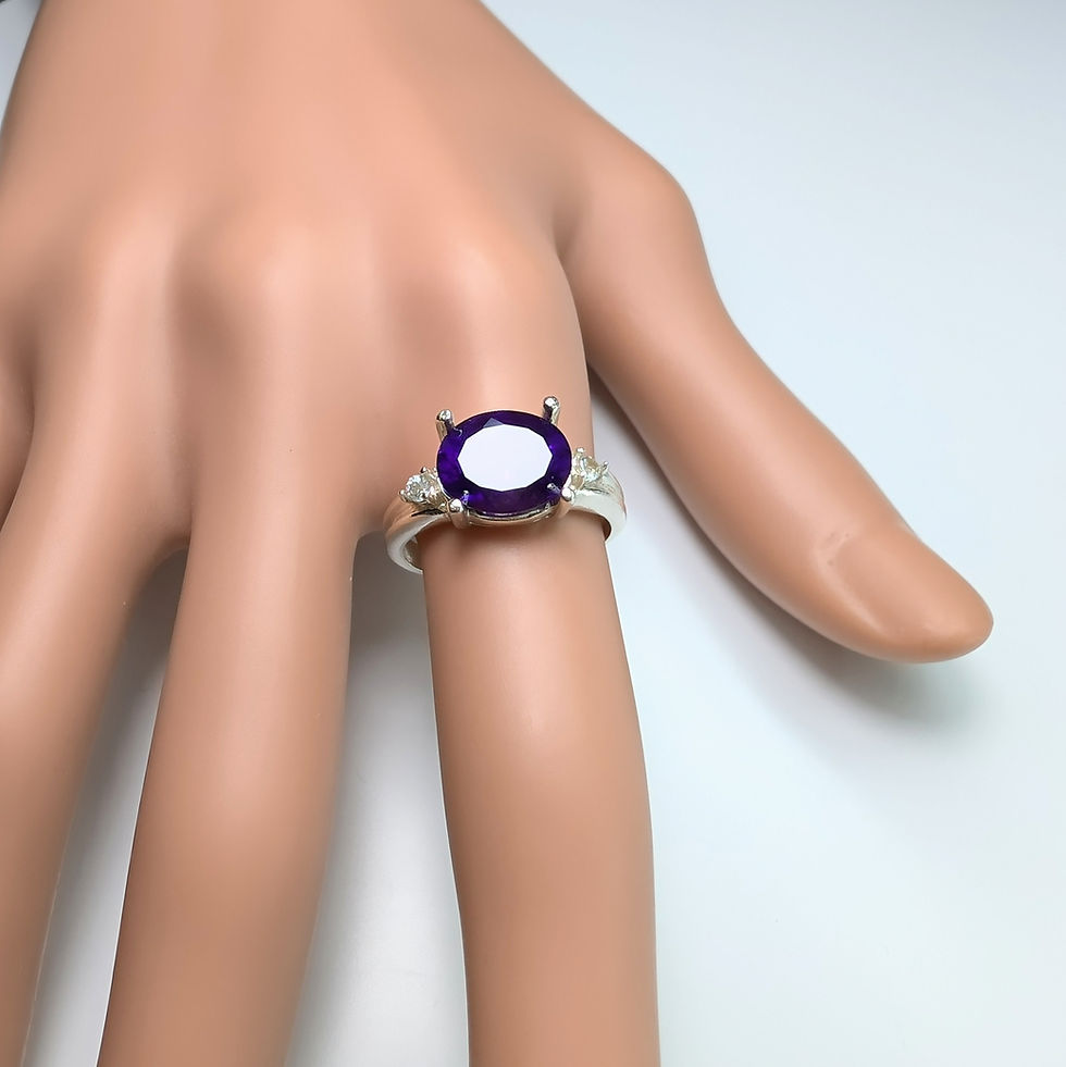 Миниатюра: 2.5ct Natural Amethyst 925 Silver / Gold/ Platinum east west ring
