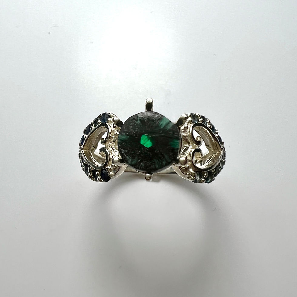 Miniatura: Natural Green trapiche emerald 925 Silver / Gold/ Platinum ring