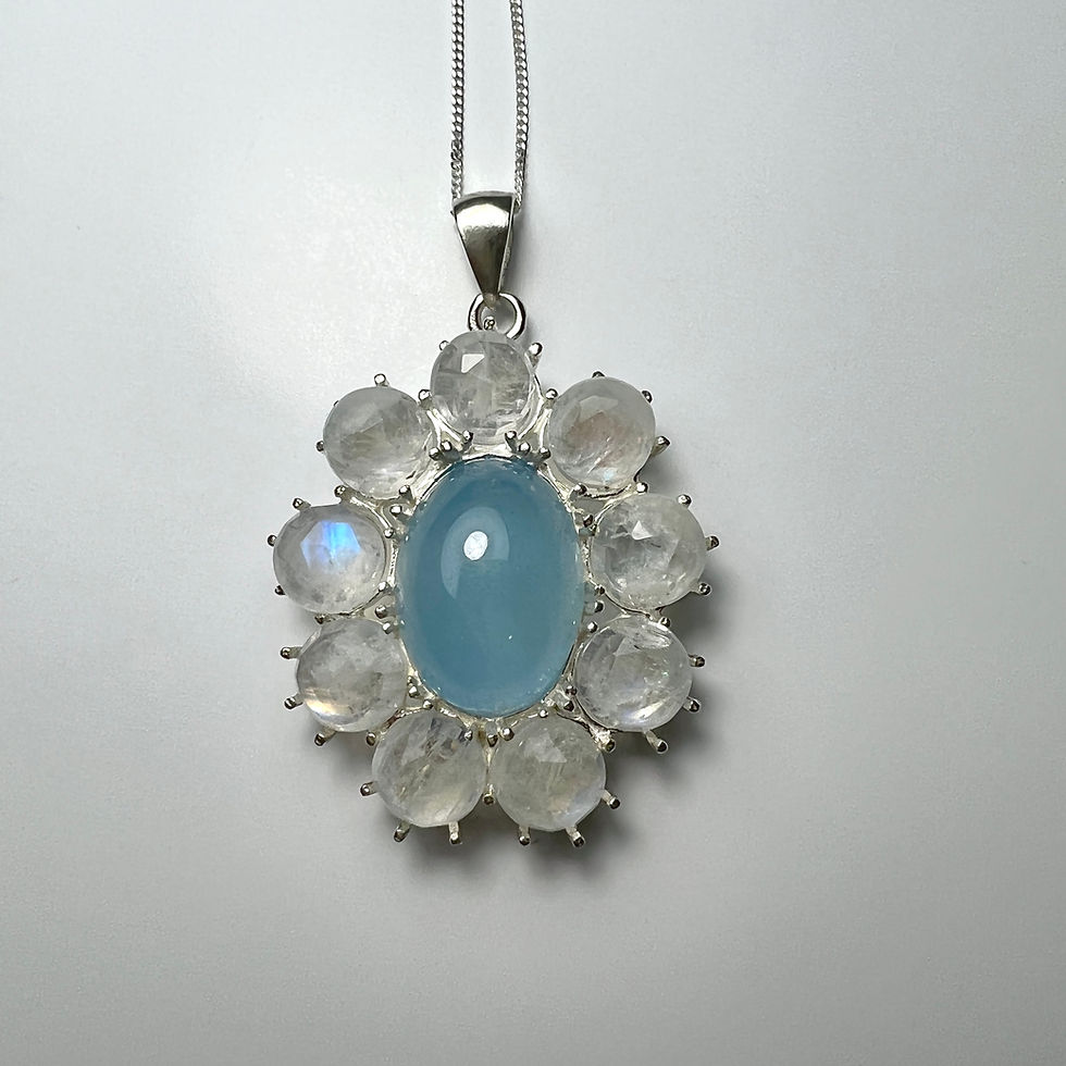 Thumbnail: 9.15ct Natural Blue Aquamarine cats eye Silver / Gold / Platinum pendant