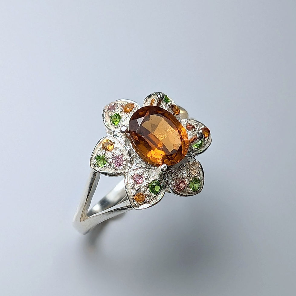縮圖：1.08ct Natural Cinnamon Orange Hessonite Garnet 925 Silver / Gold ring