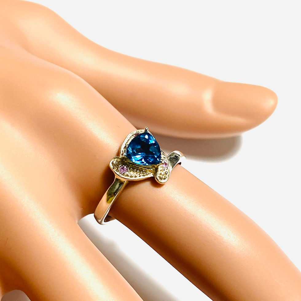 Miniatura: Natural topaz trillion 925 Silver / Gold/ Platinum engagement ring