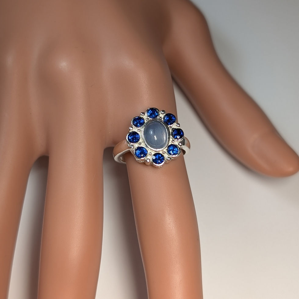 Miniature : 1.54ct Natural Cornflower Blue Star Sapphire 925 Silver / Gold/ Platinum ring