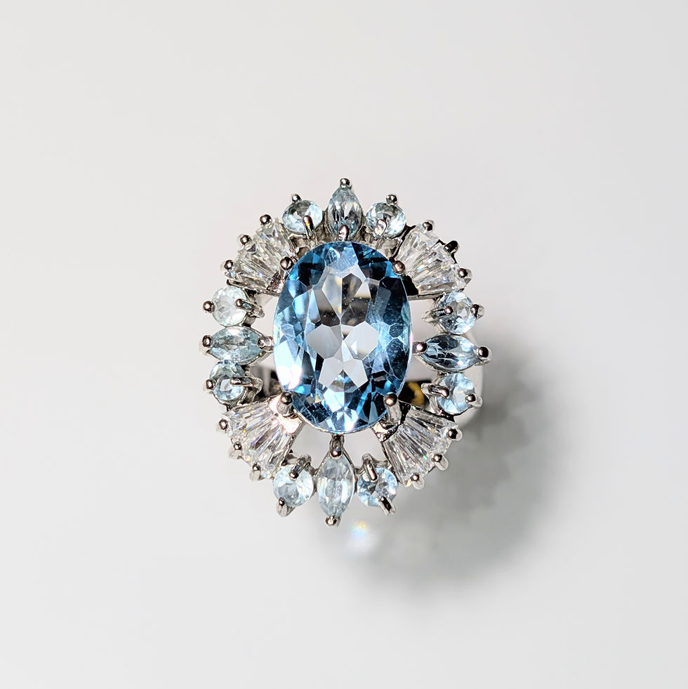 Thumbnail: 6.34ct Natural Topaz ring sky Blue 925 Silver