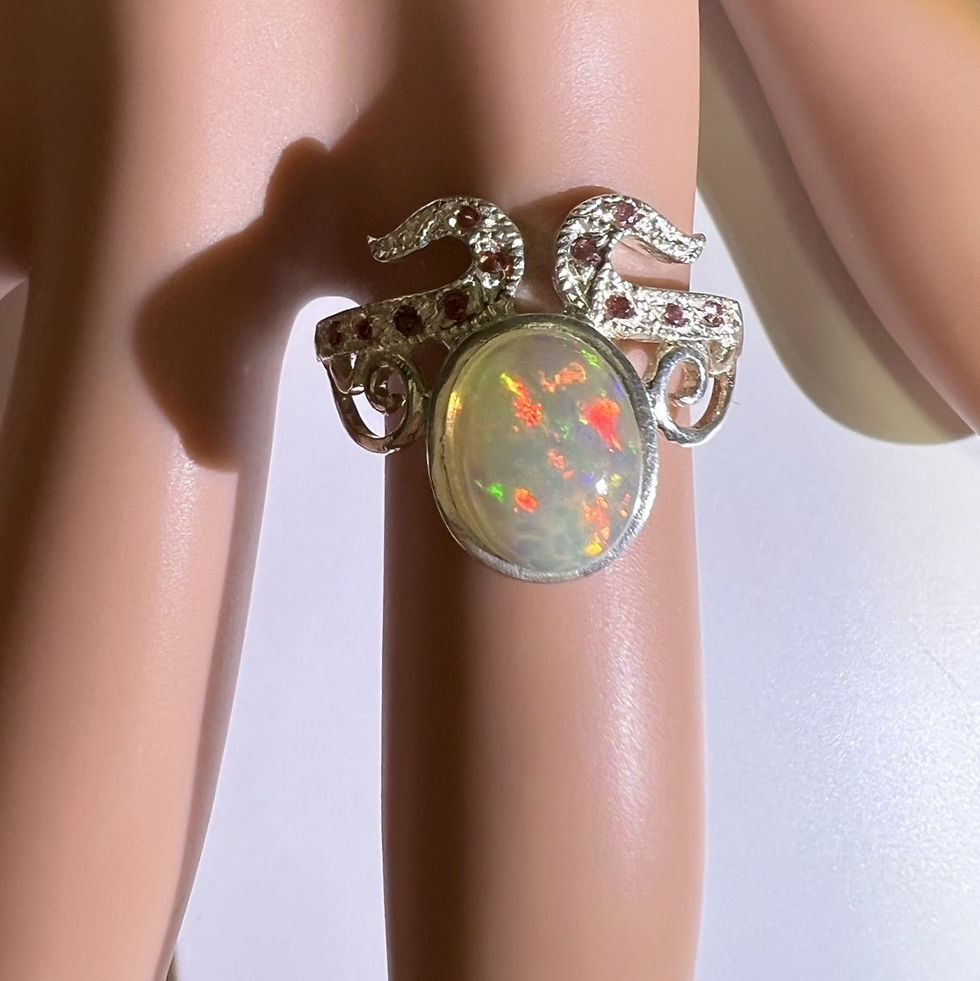縮圖：Natural multi-colour Welo Opal Silver / Gold / Platinum ring