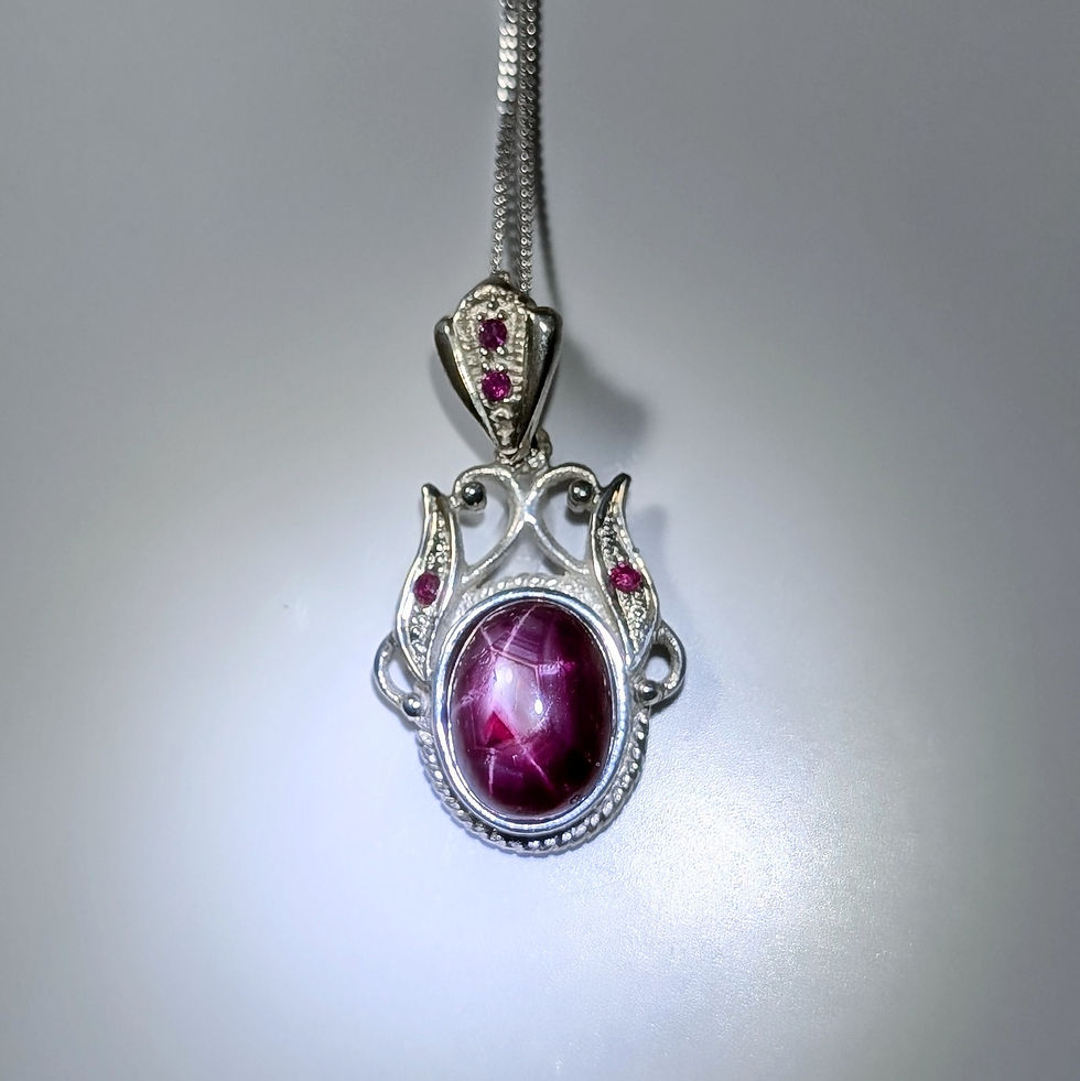 Thumbnail: 5.16ct Natural red Star ruby Silver / Gold pendant on chain