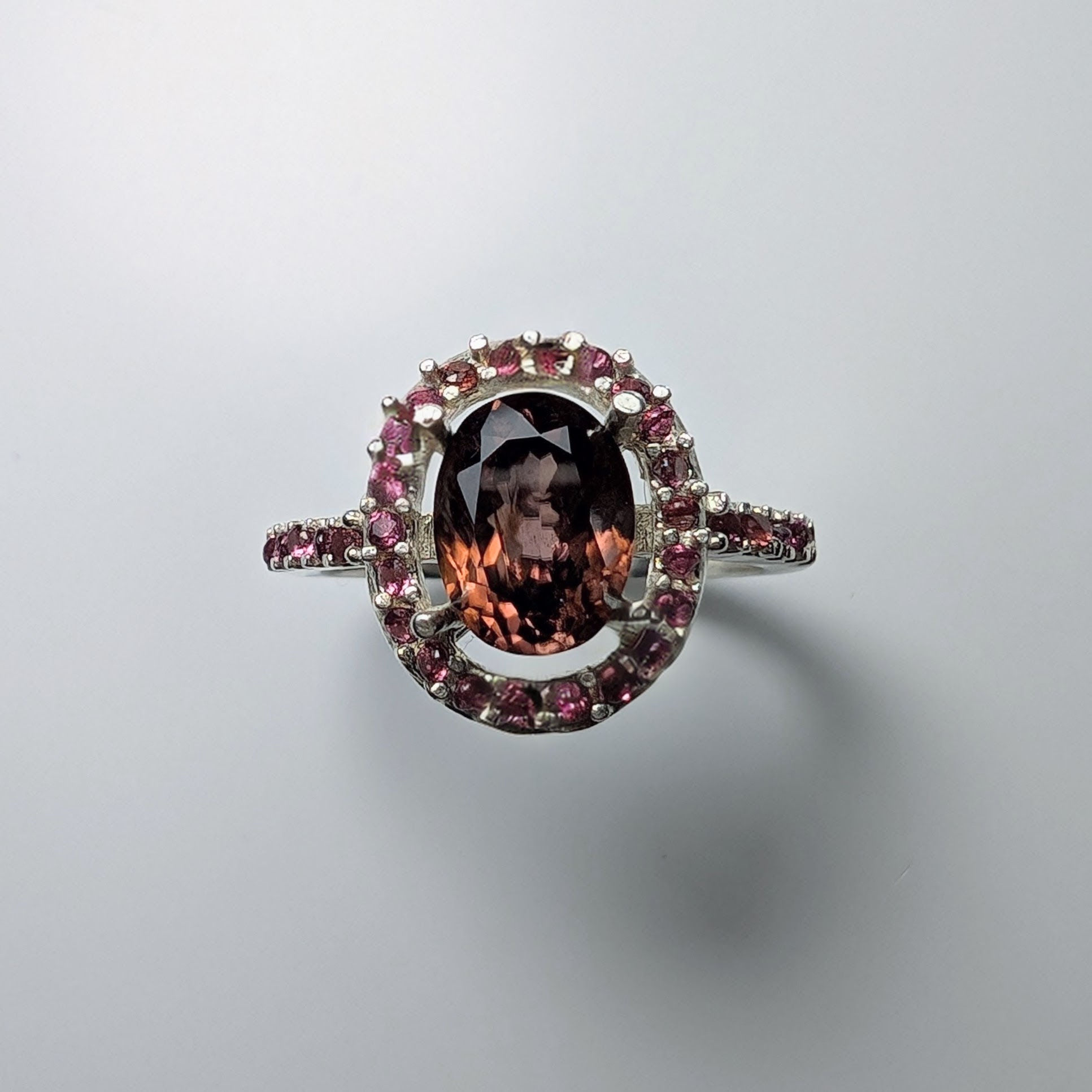 2.52cts Natural Red with brown hint Zircon 925 Silver / Gold ring