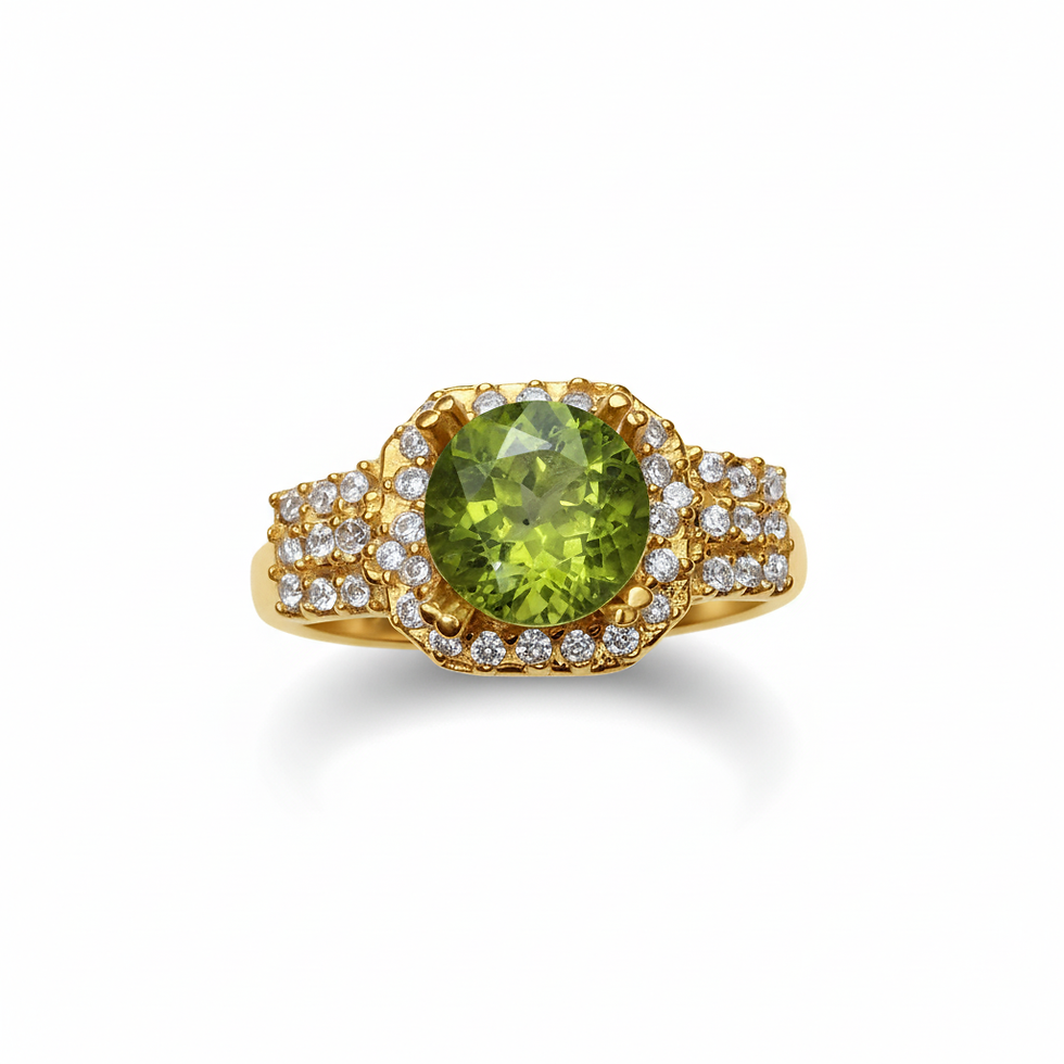 Thumbnail: 1.97ct Natural Peridot Chrysolite ring 925 Silver, Gold, Platinum
