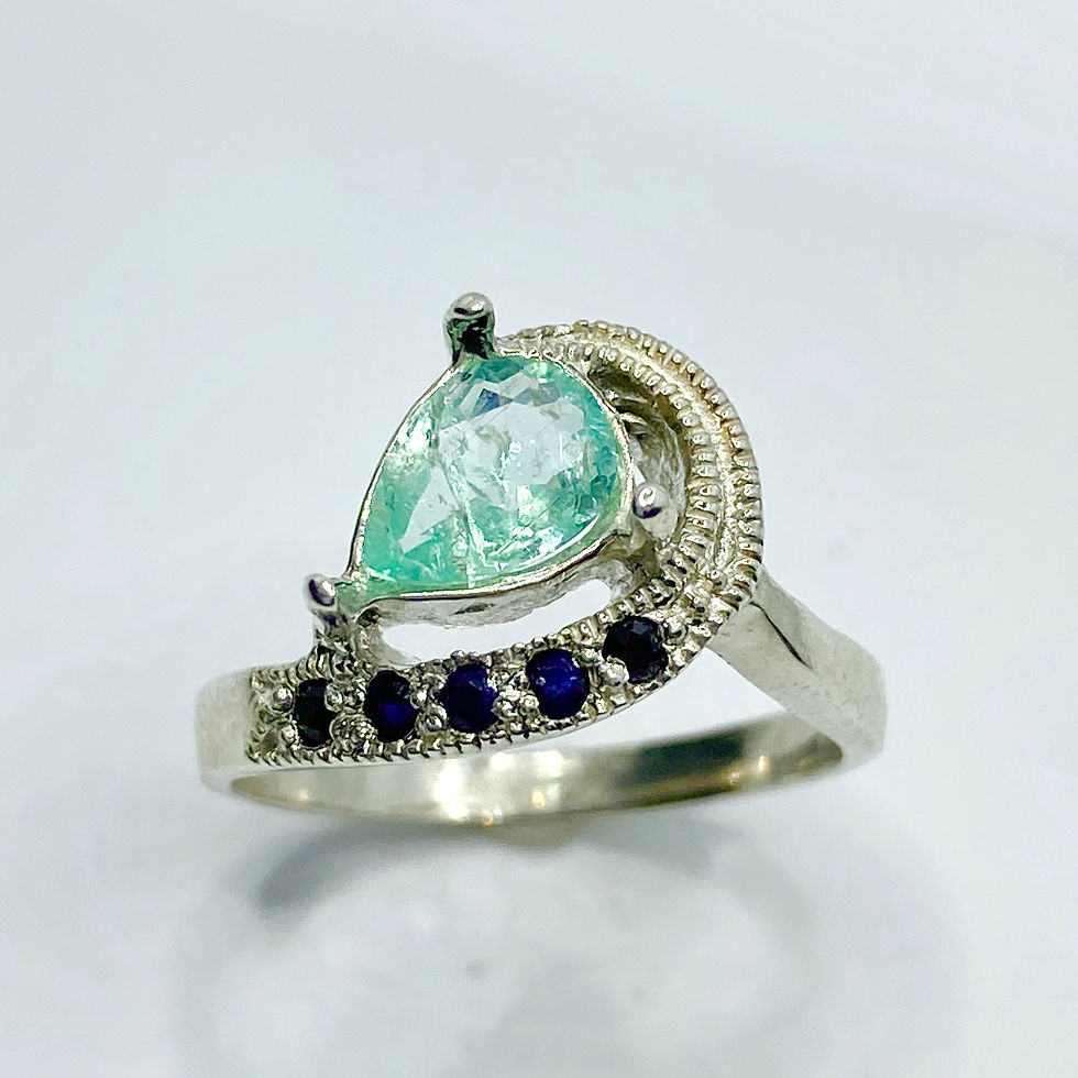 Miniatura: 0.55ct Natural light Paraiba blue elbaite Tourmaline 925 Silver / Gold ring