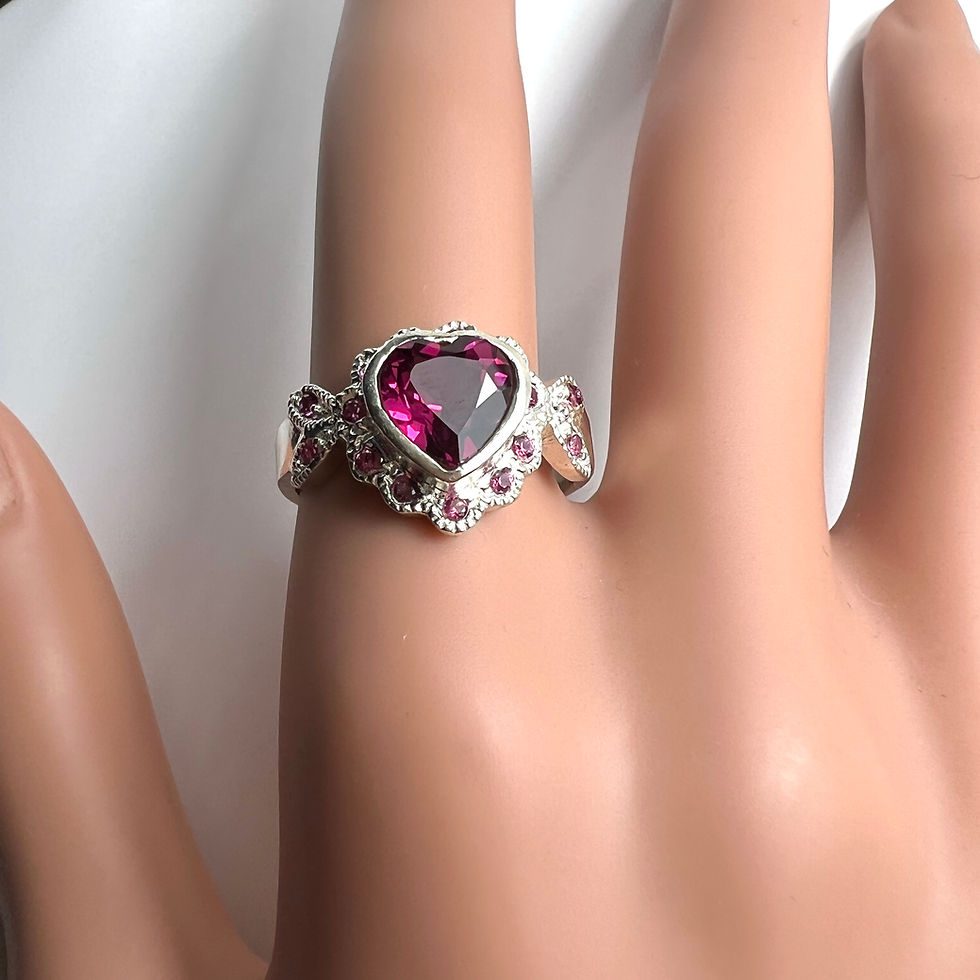 Миниатюра: 1.35cts Natural Rhodolite Garnet 925 Silver / Gold/ Platinum heart ring
