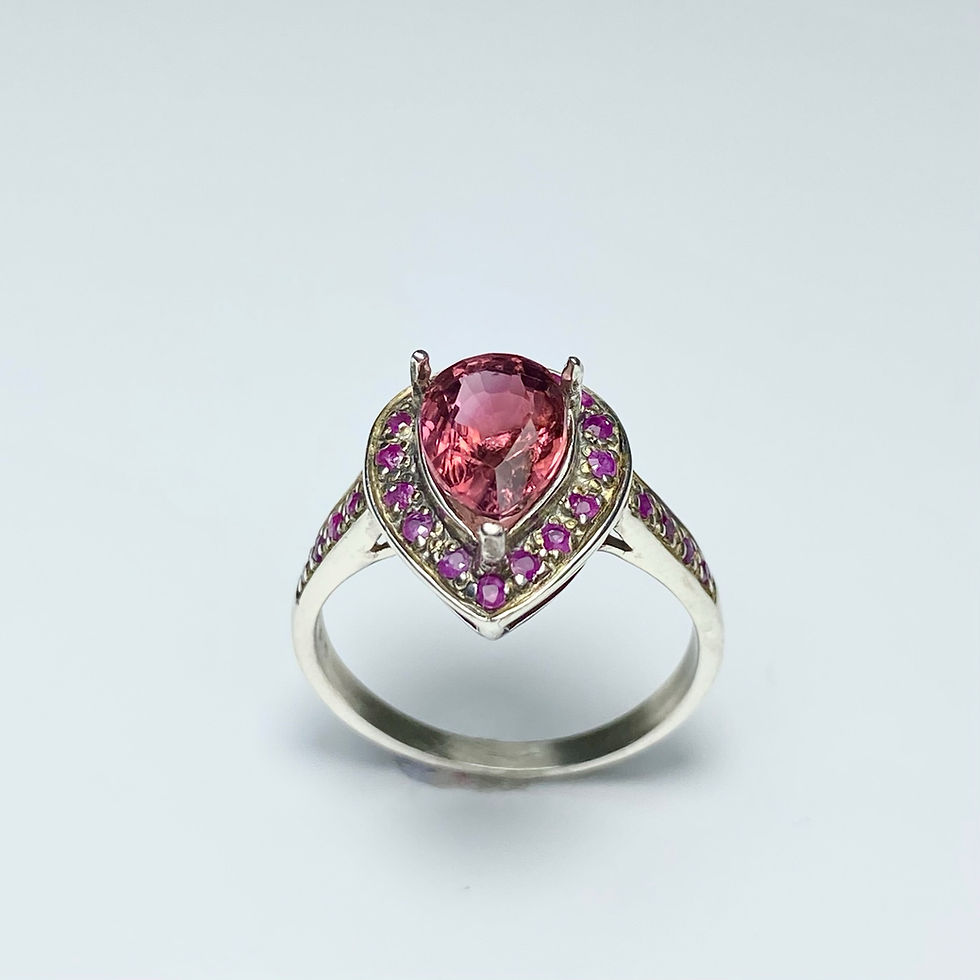 Thumbnail: 1.65ct Natural pink red Tourmaline 25 Silver / Gold ring