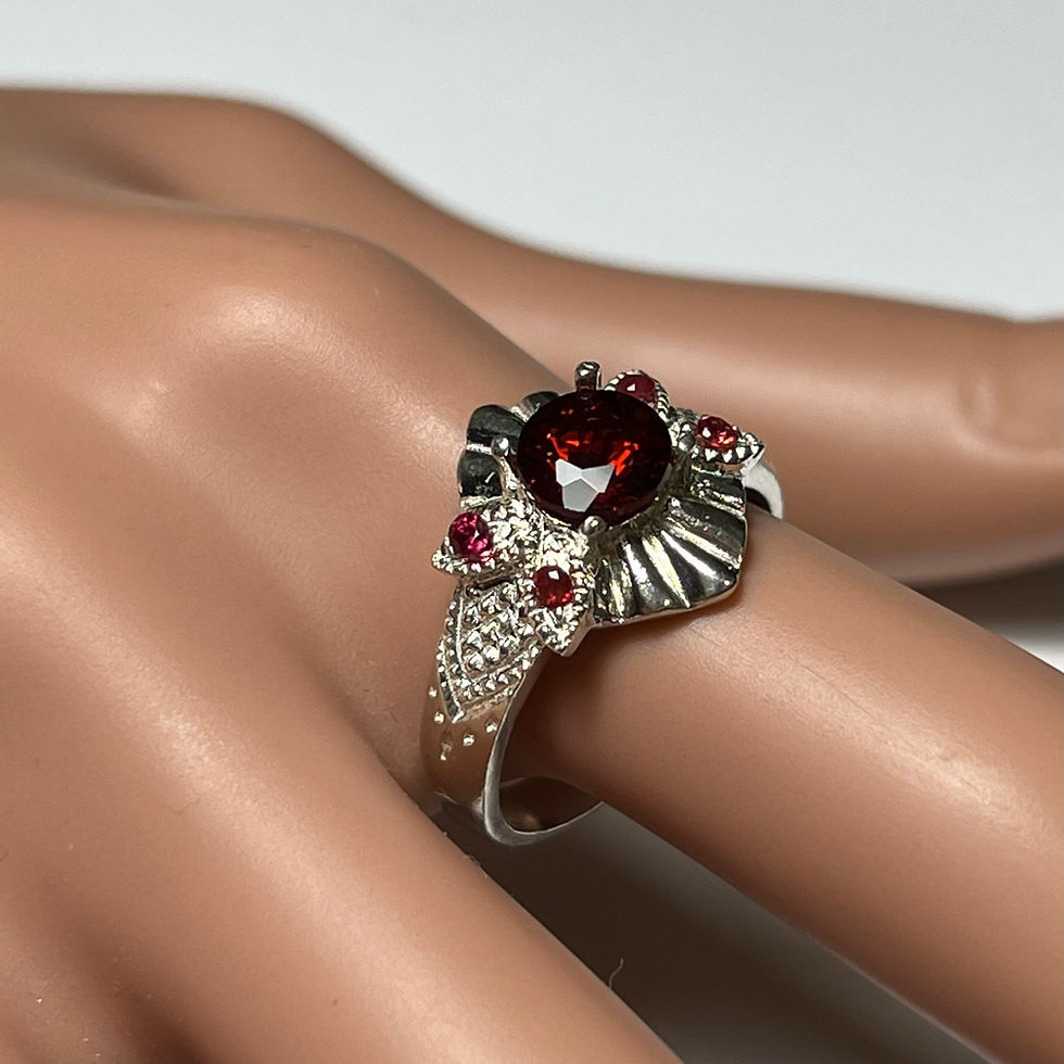 Миниатюра: Natural Garnet Spessartine Dark orange Red 925 Silver / Gold/ Platinum ring