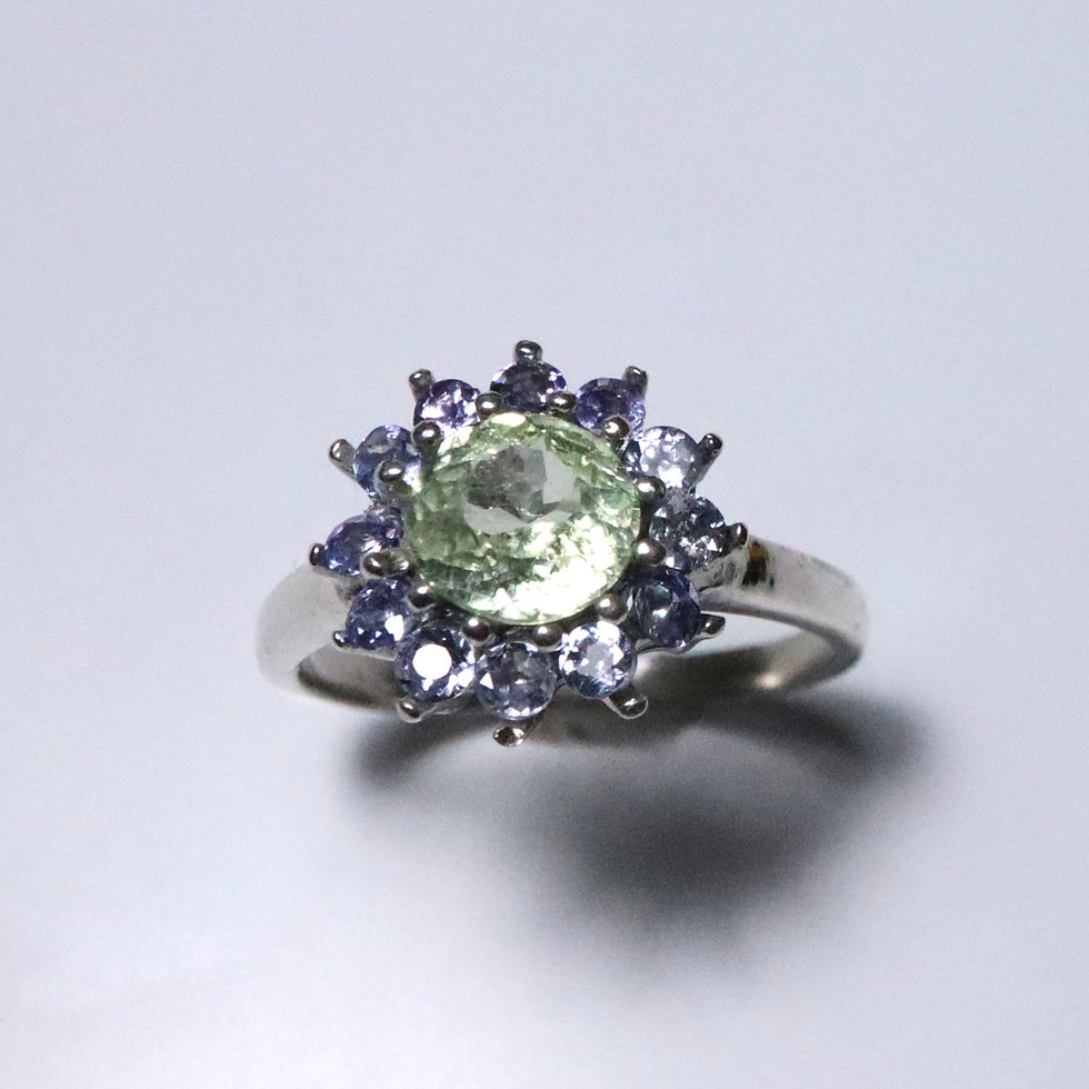 Миниатюра: Certified 1.15ct Rare Natural mint green Sapphire 925 Silver / Gold ring