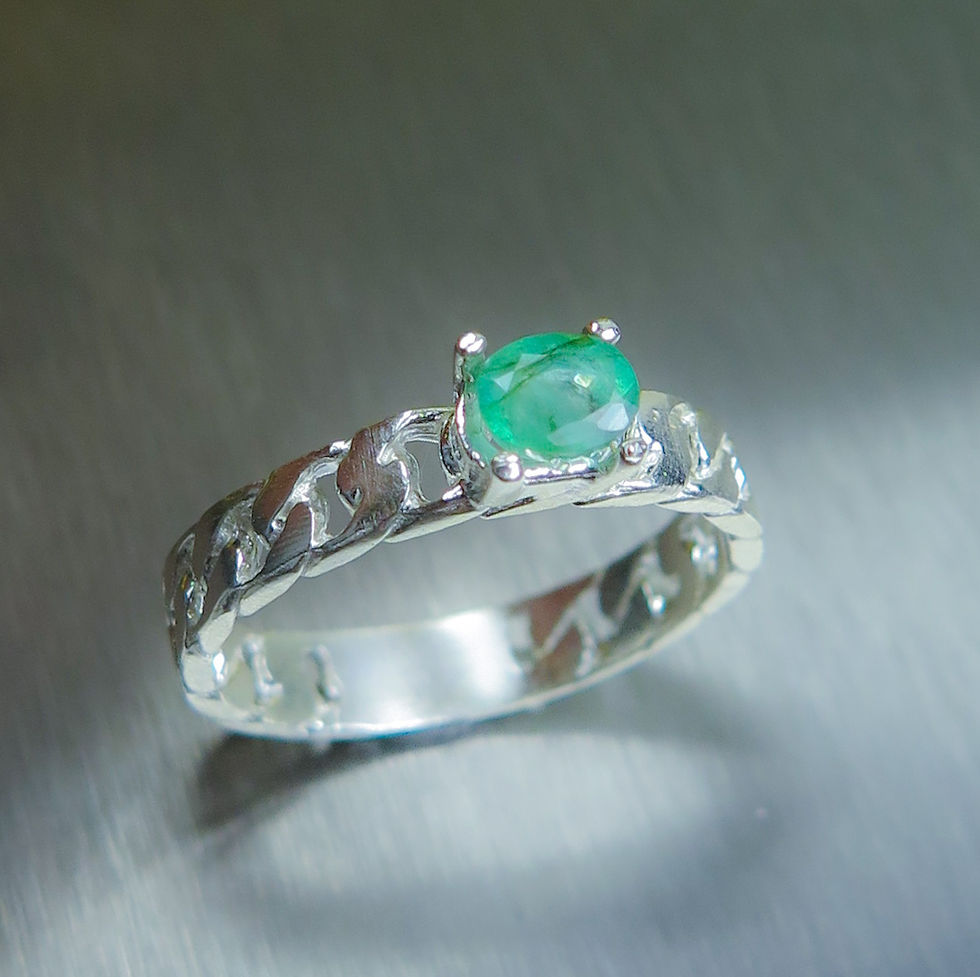 Miniatura: Natural Colombian Emerald 925 Silver / Gold/ Platinum unisex ring