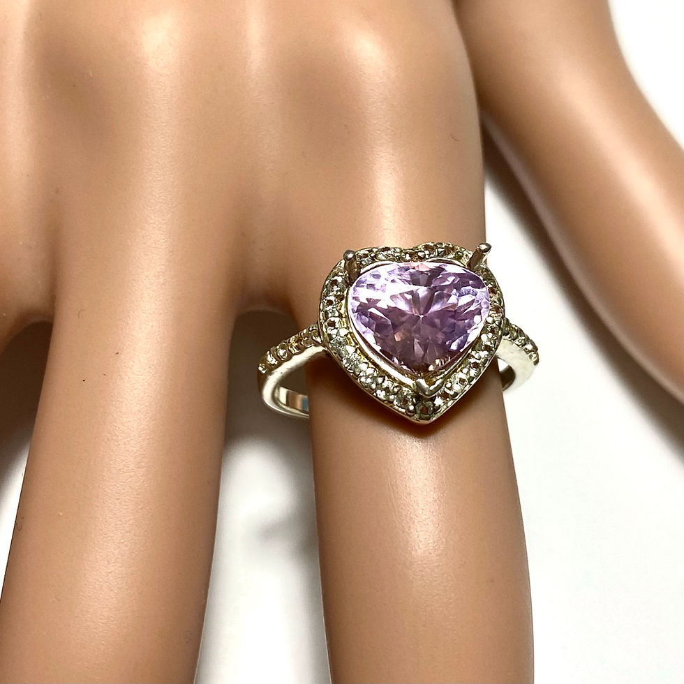 縮圖：3.2ct Natural Pink Kunzite 925 Silver / Gold/ Platinum heart ring