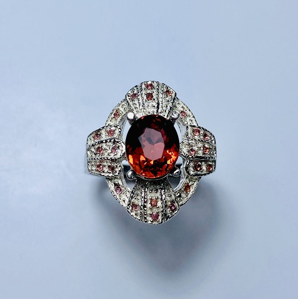 Miniatura: 2.45cts Natural Red orange Tourmaline 925 Silver / Gold/ Platinum ring