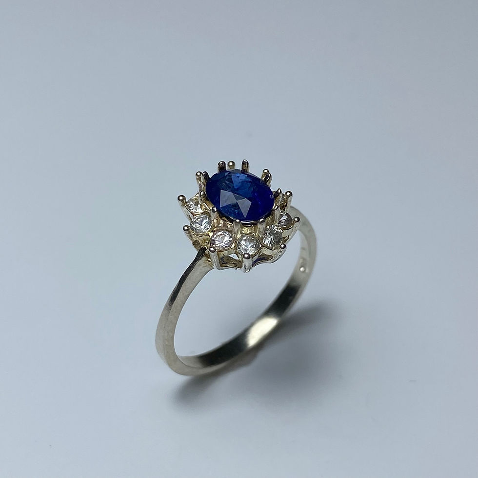 Миниатюра: 1.05ct Natural Royal blue sapphire 925 Silver / Gold/ ring