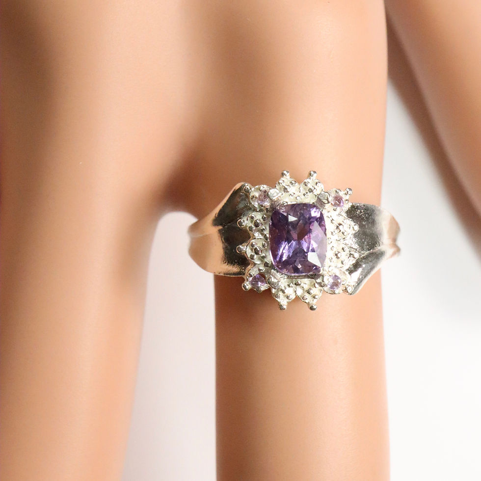 Thumbnail: 0.5ct Rare Natural Purple Scapolite 925 Silver/ Gold/ Platinum ring