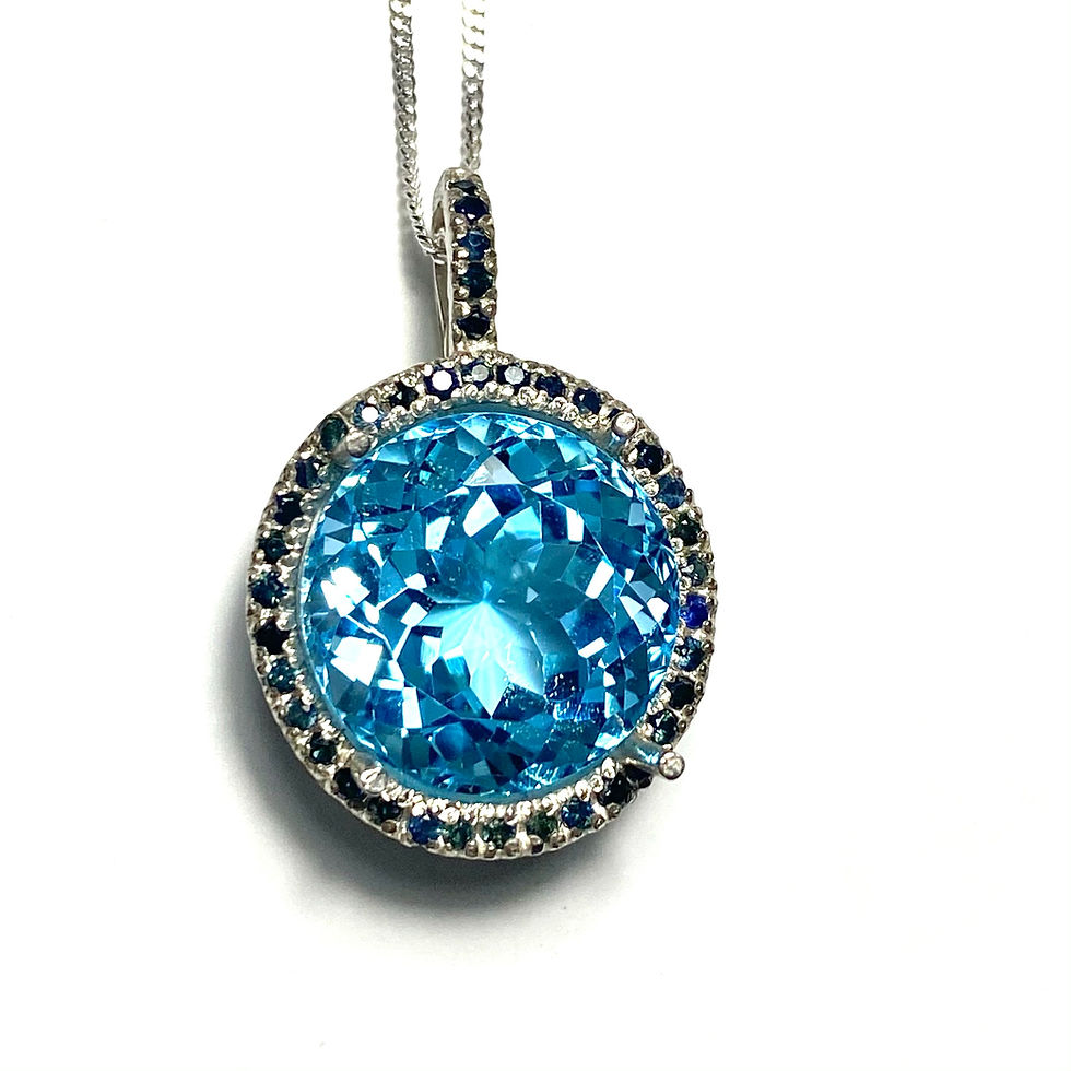 Miniatura: 14.7ct Natural Swiss Blue Topaz Silver / Gold / Platinum pendant