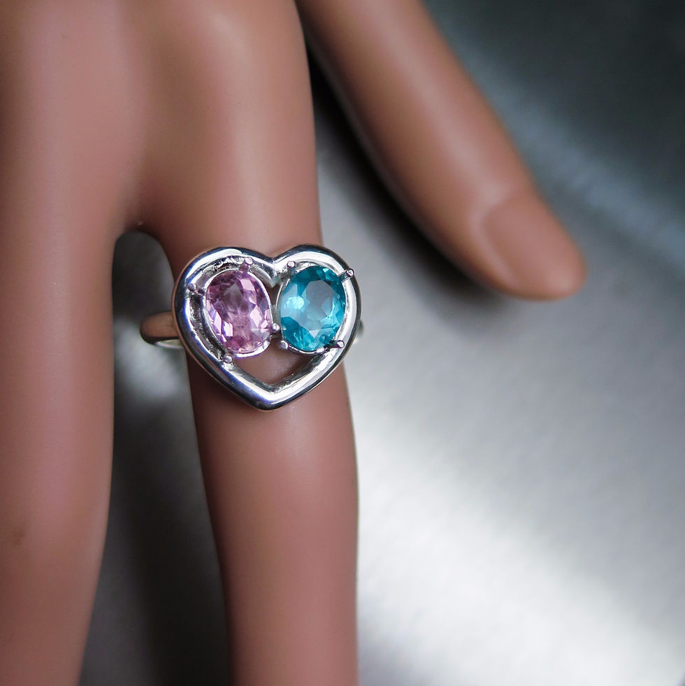 Миниатюра: Natural Apatite & Tourmaline 925 Silver / Gold/ Platinum ring